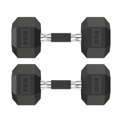 HANDBODE Hex Dumbbell Set 2.5-65 lb, Rubber Encased Hex Dumbbells for Home Gym, Weights Dumbbells Set of 2 Hand Weights for Strength Training & Fitness Exercise - size: 22.5 lb, Pair, style: Comfort Grip