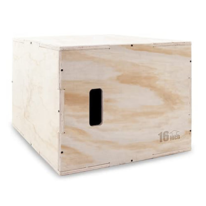ProsourceFit 3-in-1 Wood Plyometric Jump Box For Cross Conditioning, Agility, Vertical Jump Training & Plyo Workouts - size: Beige 24 x 20 x 16, style: Smooth Sanded Finish