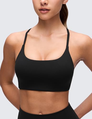 CRZ YOGA Butterluxe Twist Back Sports Bras - color: Black, size: Large