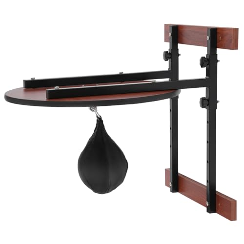 Heavy Duty Adjustable Speed Bag Platform Kit, Height Wall Mount Professional Fitness Ball Boxing Reaction Training Kit with Shackle Swivel - color: Black,Log