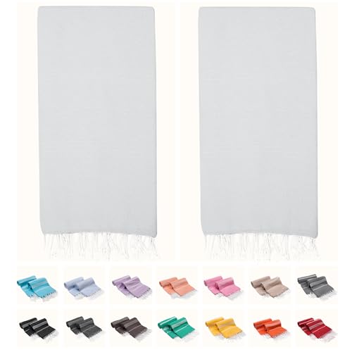 PARK & OZ Turkish Beach Towels 2 Pack – Oversized 100% Cotton Quick Dry Absorbent Sand-Free Blanket 72x40, XL Lightweight Pool Towels for Adults Women Men, Sand Resistant, Travel &Tie-Dye (White) - color: White