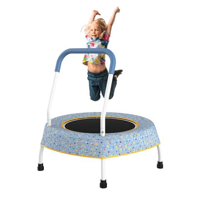 36" Kids Trampoline with Handle, Indoor Mini Trampoline for Kids, Toddlers Small Rebounder Fitness Trampoline for Indoor and Outdoor Use