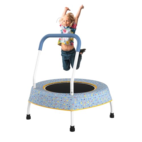 36" Kids Trampoline with Handle, Indoor Mini Trampoline for Kids, Toddlers Small Rebounder Fitness Trampoline for Indoor and Outdoor Use