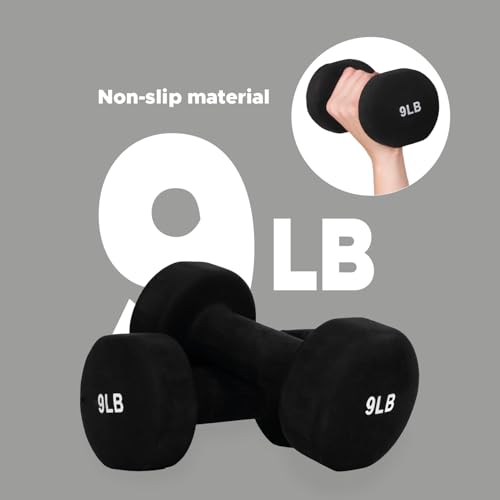 FUXION Neoprene Dumbbell Hand Weights, Sets of 2 Hexagon Non-Slip Weights for Home Gym Yoga Pilates Workout - size: 9lb Pair
