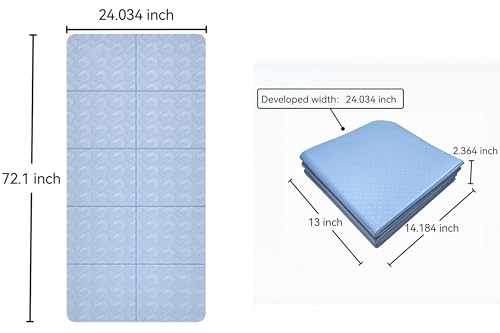 Foldable Yoga Mat – 72''×24'' / 31.5''×6mm Thick Ultra-portable design with non-slip, sweat-resistant surface Lightweight yet durable, perfect for travel, home, or outdoor practice with Storage Bag Eco-friendly materials, 6mm cushioned support, and compac