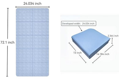 Foldable Yoga Mat – 72''×24'' / 31.5''×6mm Thick Ultra-portable design with non-slip, sweat-resistant surface Lightweight yet durable, perfect for travel, home, or outdoor practice with Storage Bag Eco-friendly materials, 6mm cushioned support, and compac