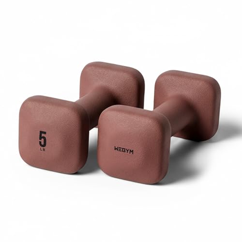 WeGym SafeGrip Square Dumbbells with Anti Slip Handles, Aesthetic Free Weights for Home Workouts, Stable Design Prevents Rolling during Floor Exercises - color: Rose, style: 5LB Pair