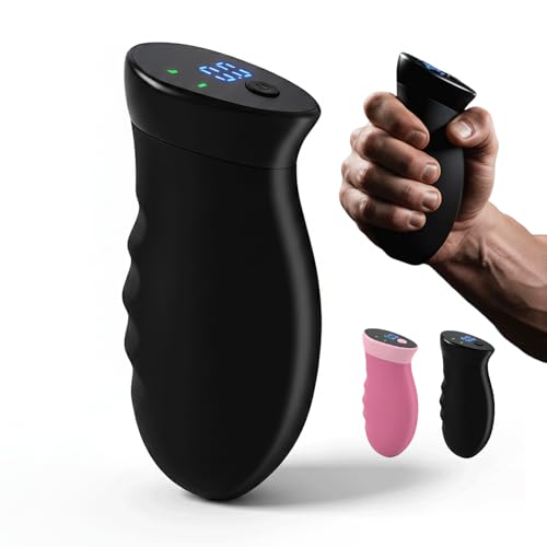 Digital Grip Strength Trainer, 0–440 lb Hand Gripper Strengthener with Real-Time Display (No Sound), 2 Modes: Test & Smart Vibration, Ergonomic Hand Grip & Forearm Strengthener, USB-C Rechargeable Hand Exerciser - color: Black