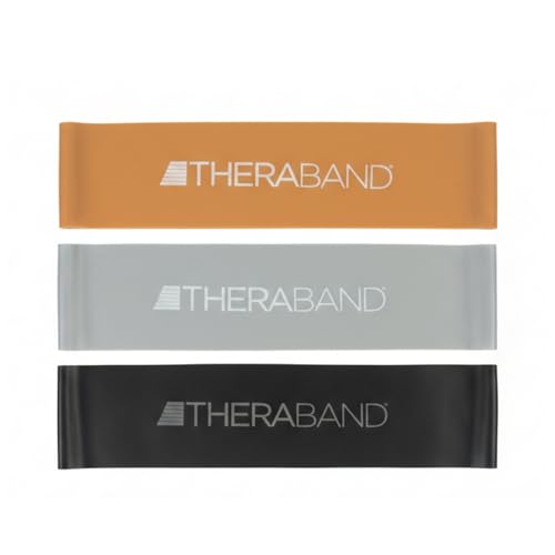 THERABAND Resistance Band Loop Set of 3, Exercise, 12", Black/Silver/Gold - color: Black/Silver/Gold, size: 12 inch