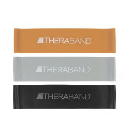 THERABAND Resistance Band Loop Set of 3, Exercise, 12", Black/Silver/Gold - color: Black/Silver/Gold, size: 12 inch