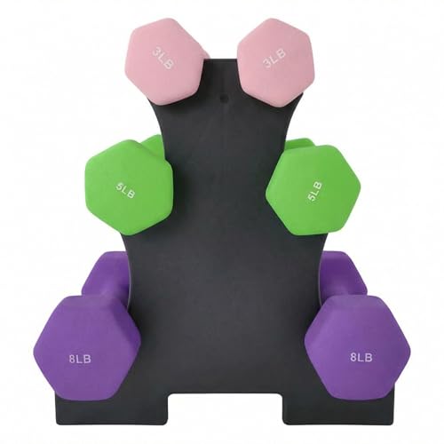 Dumbbell Weight Set for Women, Hex Neoprene Coated Dumbbell Sets,Hand Weight Set for Home Gym,Pairs - size: 3+5+8 LB