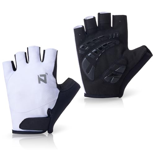 OOZi Fingerless Cycling Gloves – Breathable Bike Gloves with Shock-Absorbing Padded Palm and Silicone Grip – Road and Mountain Bicycle Gloves for Men & Women
