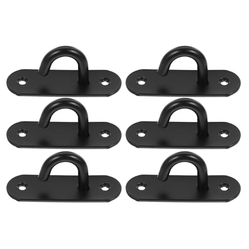 6pcs Resistance Band Wall Anchors with Black Pad Eye Hooks, 304 Stainless Steel Workout Wall Mounts for Strength Training, Yoga Strap Exercise Anchors, Home Gym Pull-up Attachments