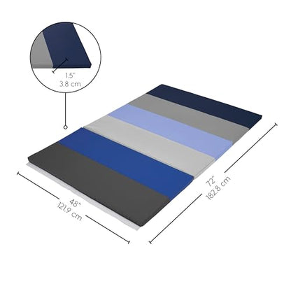 Factory Direct Partners SoftScape 4ft x 6ft Runway Tumbling Mat - Soft, Sturdy Foam, 3-Fold Exercise Mat - color: Navy/Powder Blue, size: 4 FT x 6 FT