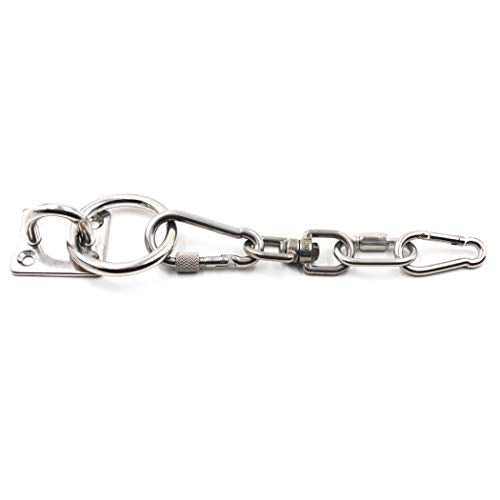 304 Stainless Steel Square Eye Pad Plate with Ring 5/16" 8mm Anchor Mount Great for Yoga Swings Hammocks/Boat Rigging/Marine Deck Hardware/Suspension Training Straps (2PCS)