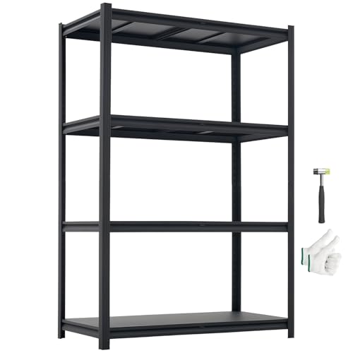 VEVOR Storage Shelves, 4-Tier Adjustable, 2400 lbs Capacity, Heavy Duty Garage Storage Shelving Unit, Metal Utility Rack Shelf, for Garage Workshop Warehouse Basement, 40.55" W x 20.55" D x 60.2" H - size: 20" D x 40" W x 60" H