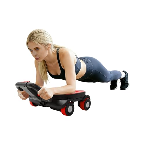 4-Wheel Abdominal Roller with Elbow Support & Phone Holder, Ab Roller Wheel, Foldable Ab Roller Wheel, Portable Fitness Equipment for Beginners & Advanced