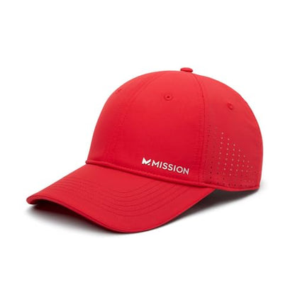 MISSION Cooling Vented Performance Hat Unisex Cap for Workouts, Golf & Running, Sweat & Water Activated Technology - color: Team Red