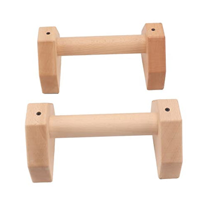 2pcs Wooden Push Up Handles, Anti Slip Pushup Bar for Floor, Beech Wood Parallettes with Silicone Pads for Calisthenics Handstand and Joint Friendly Workouts