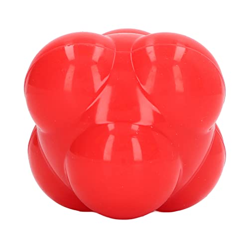 Hex Reaction Ball, Bright Colored Rubber Reaction Trainer for Improving Hand Eye Coordination and Agility, Portable Size, Great for Basketball and Tennis - color: Red