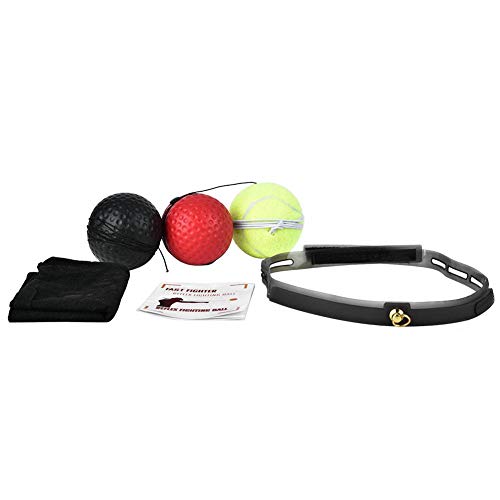 HURRISE Boxing Reflex Ball with Headband, Fight Ball React Training Equipment, Improve Hand Eye Coordination and Punching Speed, Includes 4 Spare Strings