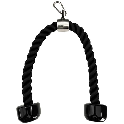 Heavy Tricep Rope Cable Machine Accessories Nylon Tricep Rope for LAT Pull Down Pulley System Attachment, for Home Gym Weight Fitness with Carabiner - color: Black