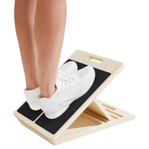 Adjustable Wooden Slant Board for Calf Stretching, 5-Angle Non-Slip Foldable Calf Stretcher for Exercise, Squats and Mobility, 400 lb Capacity - size: With Gife Box & Portable