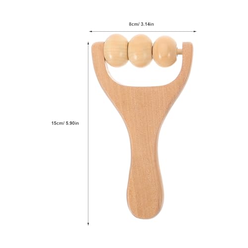 Wooden Massage Roller Tool 3-Piece Set Handheld Foot and Body Massager for Neck Shoulder and Muscle Relief Portable 5.90X3.14X1.18In