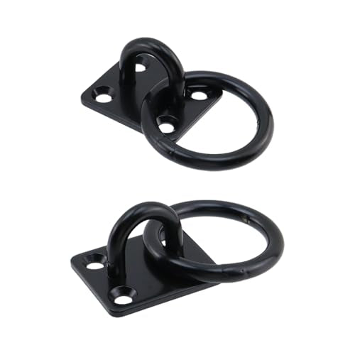 Semetall M5 Black Ceiling-Wall Mount Hook & Pad Eye Plate - 4 Pack 304 Stainless Steel Deck Hardware, Heavy Duty Anchor Rings for Boat Rigging, Yoga Swings, Hammocks & Marine Suspension(Square) - size: M5 - Square