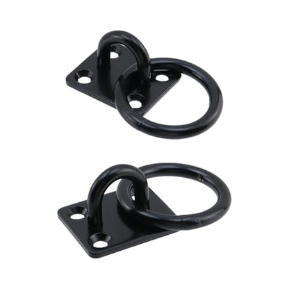 Semetall M5 Black Ceiling-Wall Mount Hook & Pad Eye Plate - 4 Pack 304 Stainless Steel Deck Hardware, Heavy Duty Anchor Rings for Boat Rigging, Yoga Swings, Hammocks & Marine Suspension(Square) - size: M5 - Square