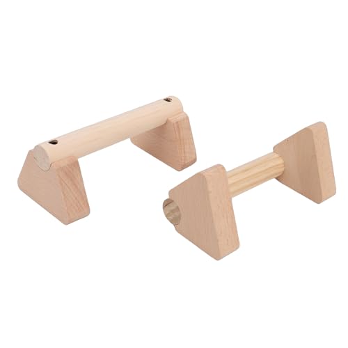 2 Pcs Beech Wood Push Up Bars Versatile Training Equipment for Chest, Shoulders, Arms, Core, with Non-Slip Rubber Hands, Lock Slots