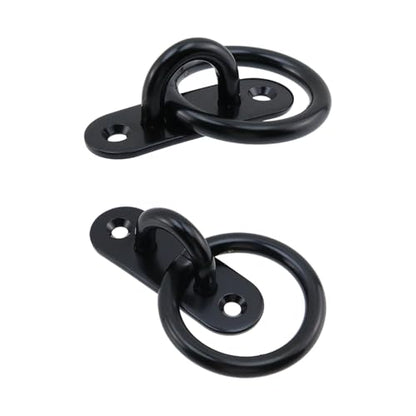 Semetall M6 Black Ceiling-Wall Mount Hook & Pad Eye Plate - 4 Pack 304 Stainless Steel Deck Hardware, Heavy Duty Anchor Rings for Boat Rigging, Yoga Swings, Hammocks & Marine Suspension(Oval) - size: M6 - Oval