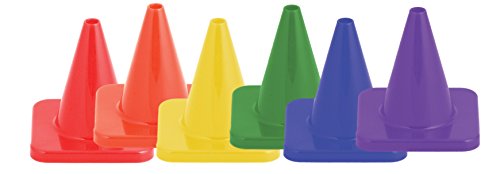 Champion Sports High Visibility Flexible Vinyl Cones for Sports Training, Agility Drills, Field & Gym Marking Sets - color: Assorted Colors, style: 4 Inch Cone (Set of 6)