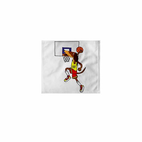 3dRose Funny Dachshund Dog Playing Basketball slam Dunking Ball 11x12 Wash Cloth for Face and Body - size: 11x12 Wash Cloth for Face and Body