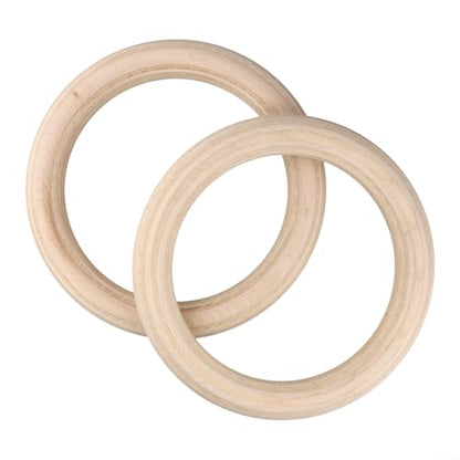 2-Pack Wooden Gymnastics Rings For Adult Fitness, Solid Birch Wood Pull-Up Rings Compatible With Home Gyms, Non-Slip Grip, 19 Mm Inner Size(25mm 19cm)
