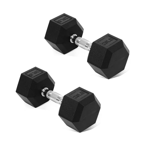 Fitvids Hex Rubber Coated Dumbbells Hand Weights Pairs for Exercises and Fitness and Home Gym, Pairs - style: 20LBS Pair