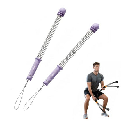 Saker Upgraded Adjustable Ropeless Battle Ropes, Steel Spring Core Rope Trainer with Rubber-Grip Handles, Wrist Straps & Portable HIIT Strength Cardio Workout, Exercise Equipment for Home Gym(Purple)