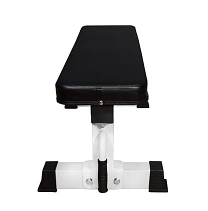 DF8000 Heavy Duty Flat Exercise Bench – 1000 LBS Capacity – White Exercise Bench Fitness Station for Strength Training- Dumbbell Training by Deltech Fitness