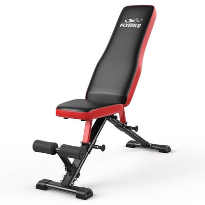 FLYBIRD Adjustable Weight Bench, Full Body Workout Bench for Home Garage Gym Strength Training, Incline Flat Decline for Sit Up Bench Press - color: C-FB299