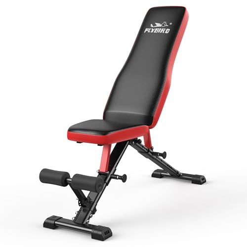 FLYBIRD Adjustable Weight Bench, Full Body Workout Bench for Home Garage Gym Strength Training, Incline Flat Decline for Sit Up Bench Press - color: C-FB299