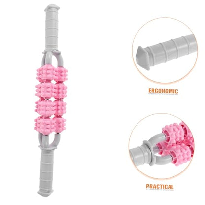 Muscle Massager Stick Leg Rollers Back Neck Shoulder Relief Compact for Travel Yoga - color: Pink
