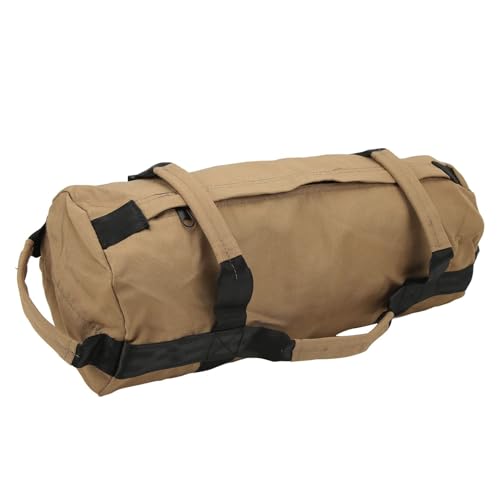 Multi-Purpose Fitness Sandbag with Filler Bags and 6 Handles, Oxford Fabric Training Weight Bag, for Indoor Gym - color: Khaki