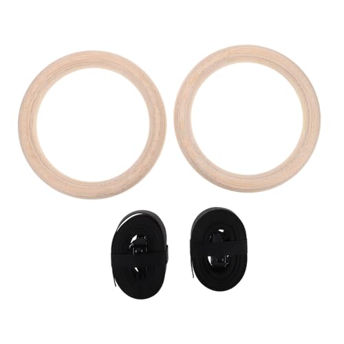 Yardwe Wooden Gymnastics Rings with Adjustable Straps for Home Gym Durable Fitness Equipment for Strength Training Calisthenics and Indoor Workouts Versatile Exercise