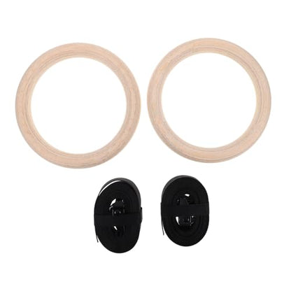 Yardwe Wooden Gymnastics Rings with Adjustable Straps for Home Gym Durable Fitness Equipment for Strength Training Calisthenics and Indoor Workouts Versatile Exercise