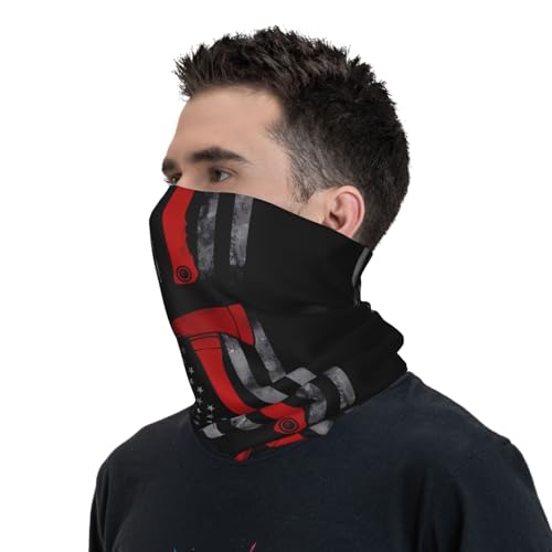 Firefighter Axe Red Line Flag Prints Multifunctional Sport Headband – Seamless Stretch Neck Gaiter for Hiking, Biking, Running & Outdoor Activities – Soft, Quick-Dry, No-Fade Design
