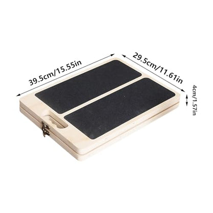 Foldable Wood Slant Boards for Exercise, 39.5x29.5x4cm Calf Stretch Board with Adjustable Leg Extender Plate for Pilates, Yoga, Fitness, Workout