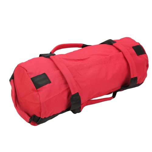 Multi-Purpose Fitness Sandbag with Filler Bags and 6 Handles, Oxford Fabric Training Weight Bag, for Indoor Gym - color: Red