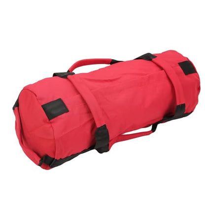 Multi-Purpose Fitness Sandbag with Filler Bags and 6 Handles, Oxford Fabric Training Weight Bag, for Indoor Gym - color: Red