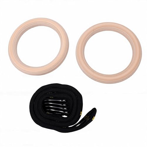 Double Circle Gymnastics Rings, Wood Full Body Workout Rings with Adjustable Numbered Straps for Home Gym Exercise, Pull Up Exercise for Strength Training