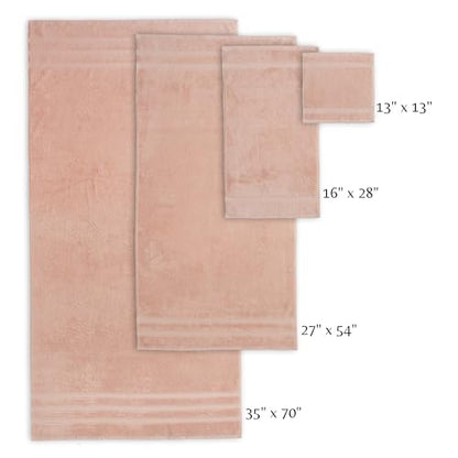 SOFE H&L | Olea Luxury Turkish Cotton Bath Towels Set of 3 : 1 Bath Towel, 1 Hand Towel, 1 Wash Cloths, Blush | Thick, Premium, Soft, Durable, Absorbent - Hotel Quality Towel Sets for Bathroom